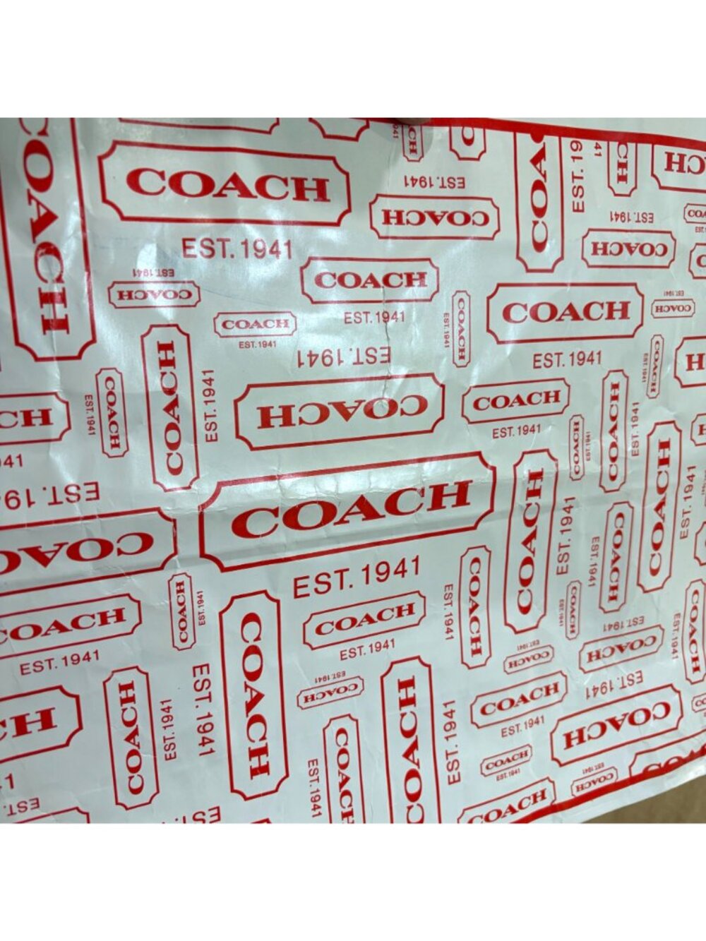 Vintage Coach Logo Print 2011 Top Handle Shopping Gift Bag Red White Paper - Picture 8 of 9
